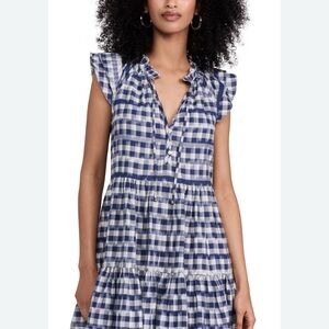 Veronica Beard Navy and White Plaid Top
